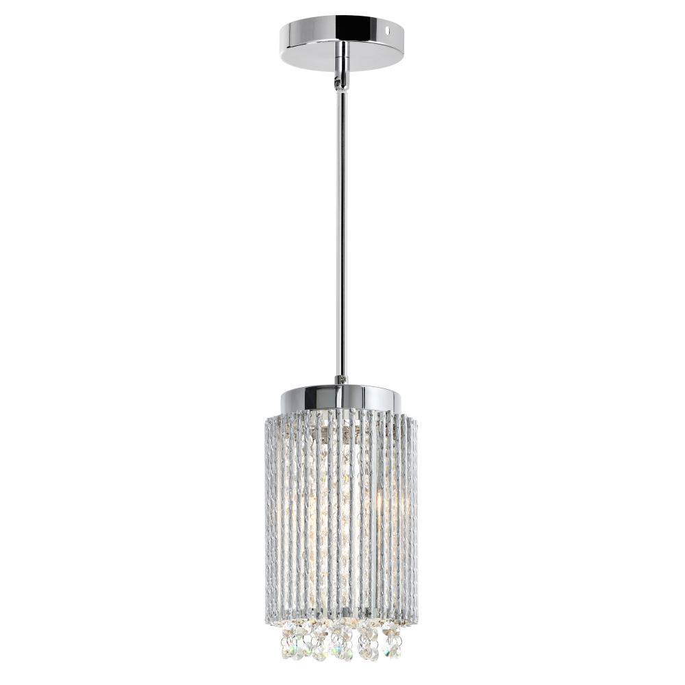 Claire 2 Light Drum Shade Mini Pendant With Chrome Finish