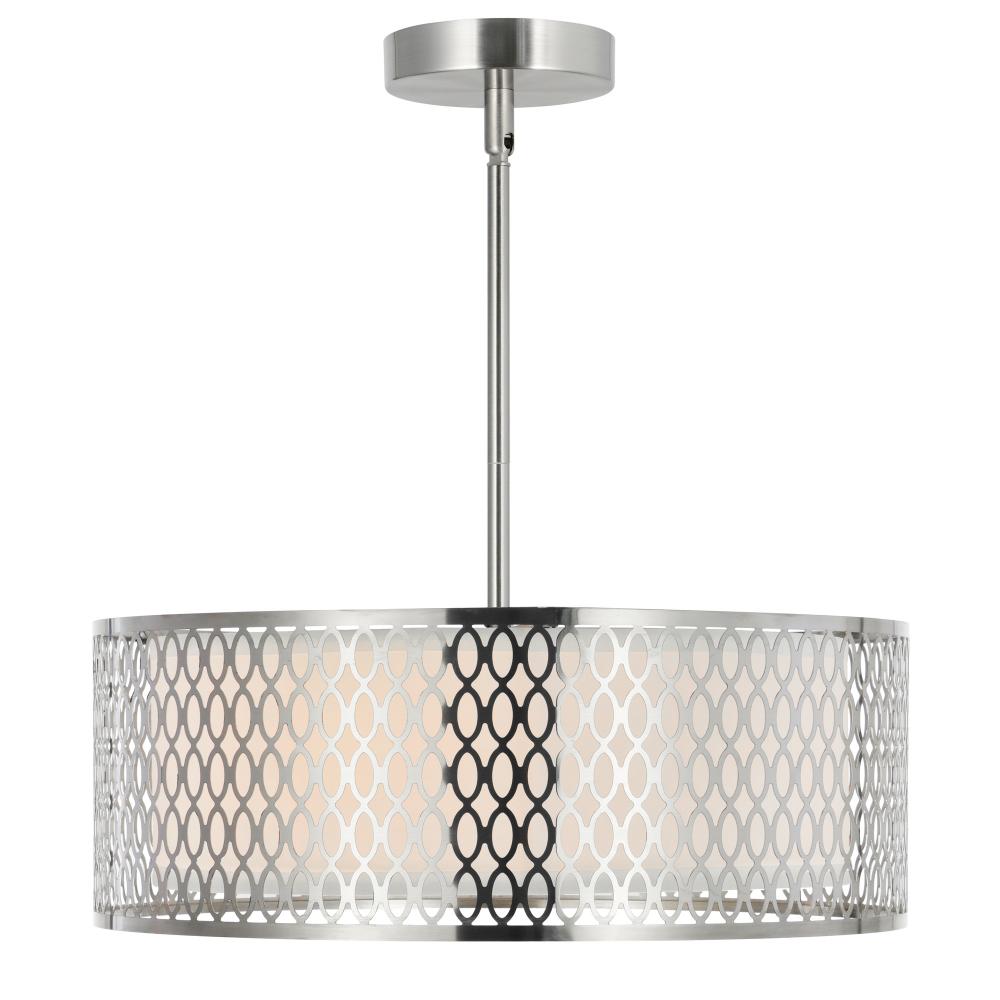 Mikayla 3 Light Drum Shade Chandelier With Satin Nickel Finish