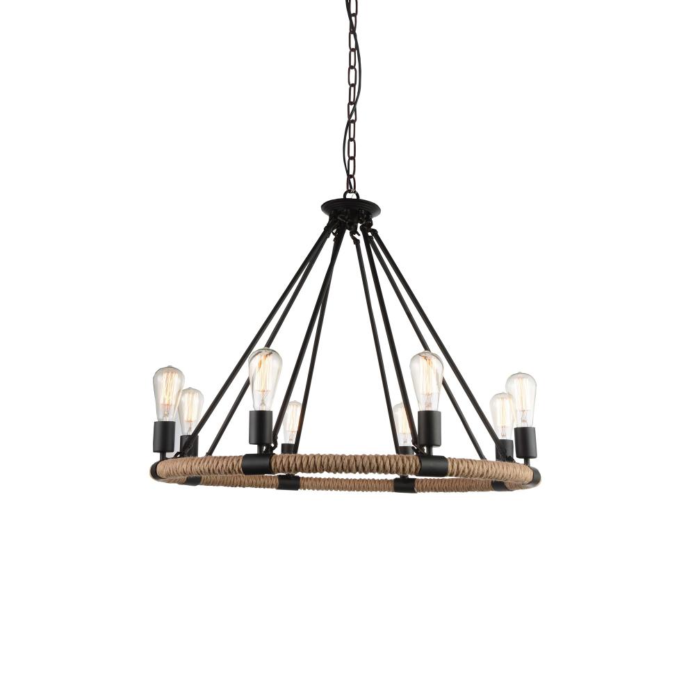 Ganges 8 Light Up Chandelier With Black Finish