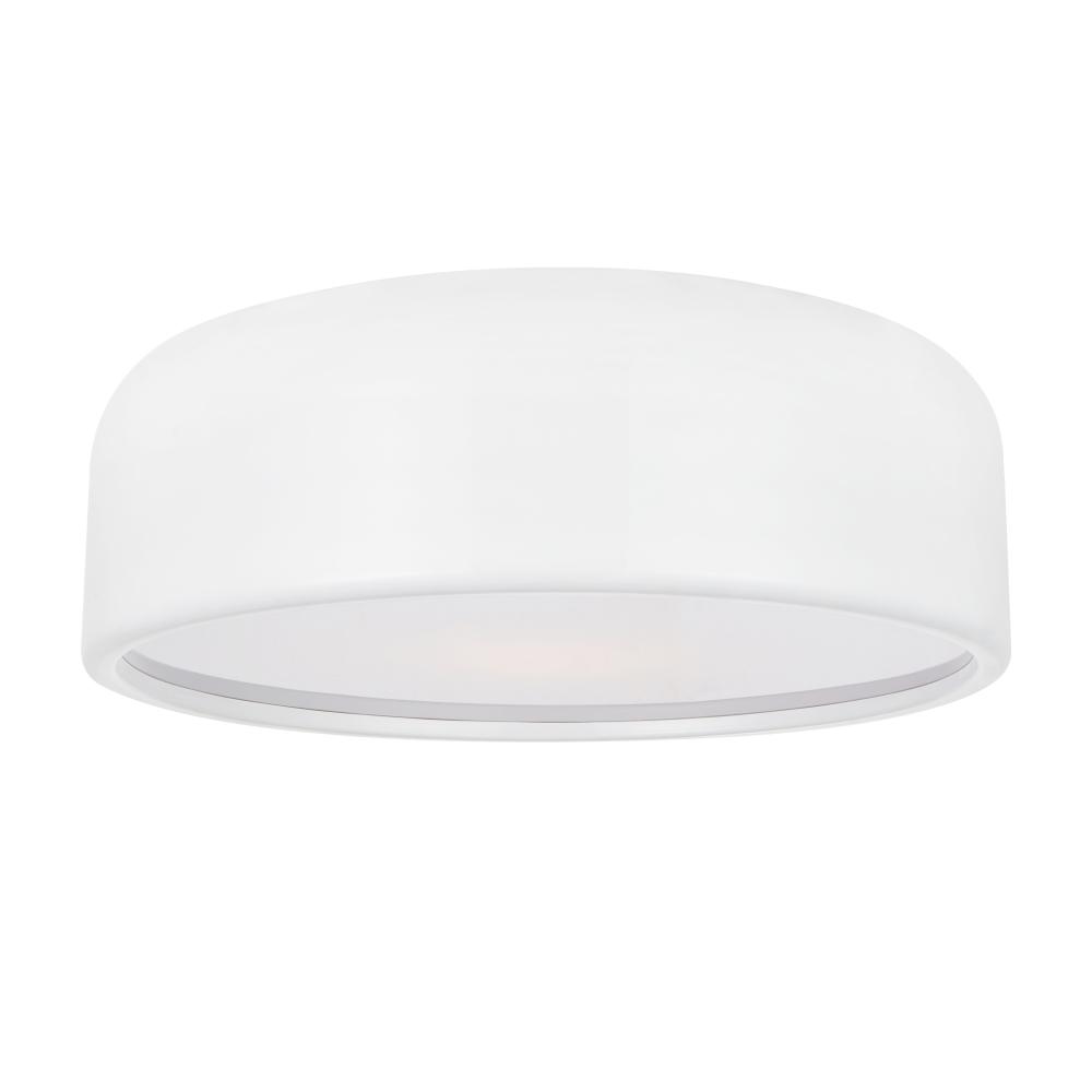 Campton 3 Light Drum Shade Flush Mount With White Finish