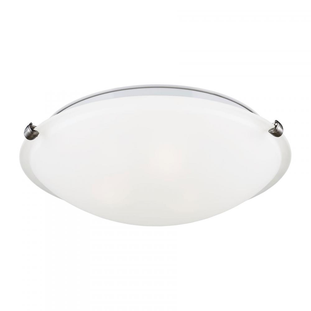 Clip Ceiling transitional 3-light indoor dimmable flush mount in brushed nickel silver finish with s