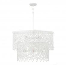  352971WE - 7-Light Lasercut Two-Tier Metal Pendant in Matte White Modern Motif