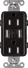 Lutron Electronics CAR-15-UBTR-BL - 15A CLARO RECEPTACLE W/ USB, BLACK