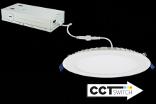 Elco Lighting ERT81DXCT5W - 8" 120/277/347V Ultra Slim LED Round Panel Light with 5-CCT Switch