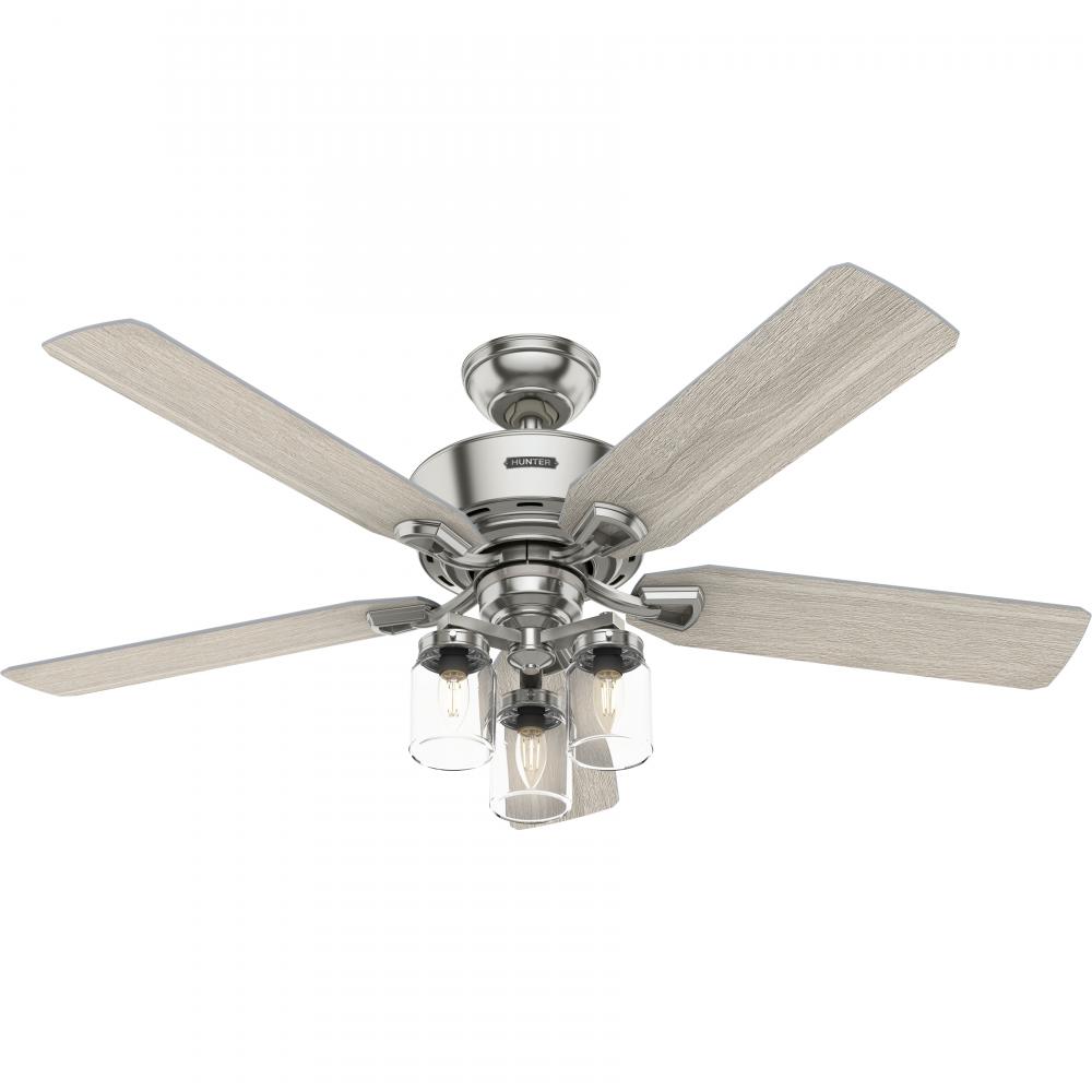 Hunter 52 inch Devon Park Brushed Nickel Ceiling Fan with LED Light Kit and Handheld Remote