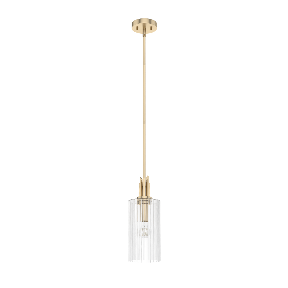 Hunter Gatz Alturas Gold with Clear Fluted Glass 1 Light Pendant Ceiling Light Fixture