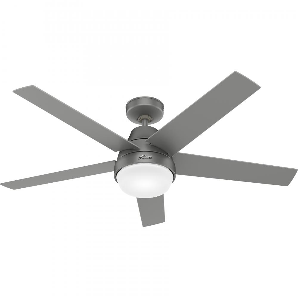 Hunter 52 inch Aerodyne Wi-Fi Matte Silver Ceiling Fan with LED Light Kit and Handheld Remote