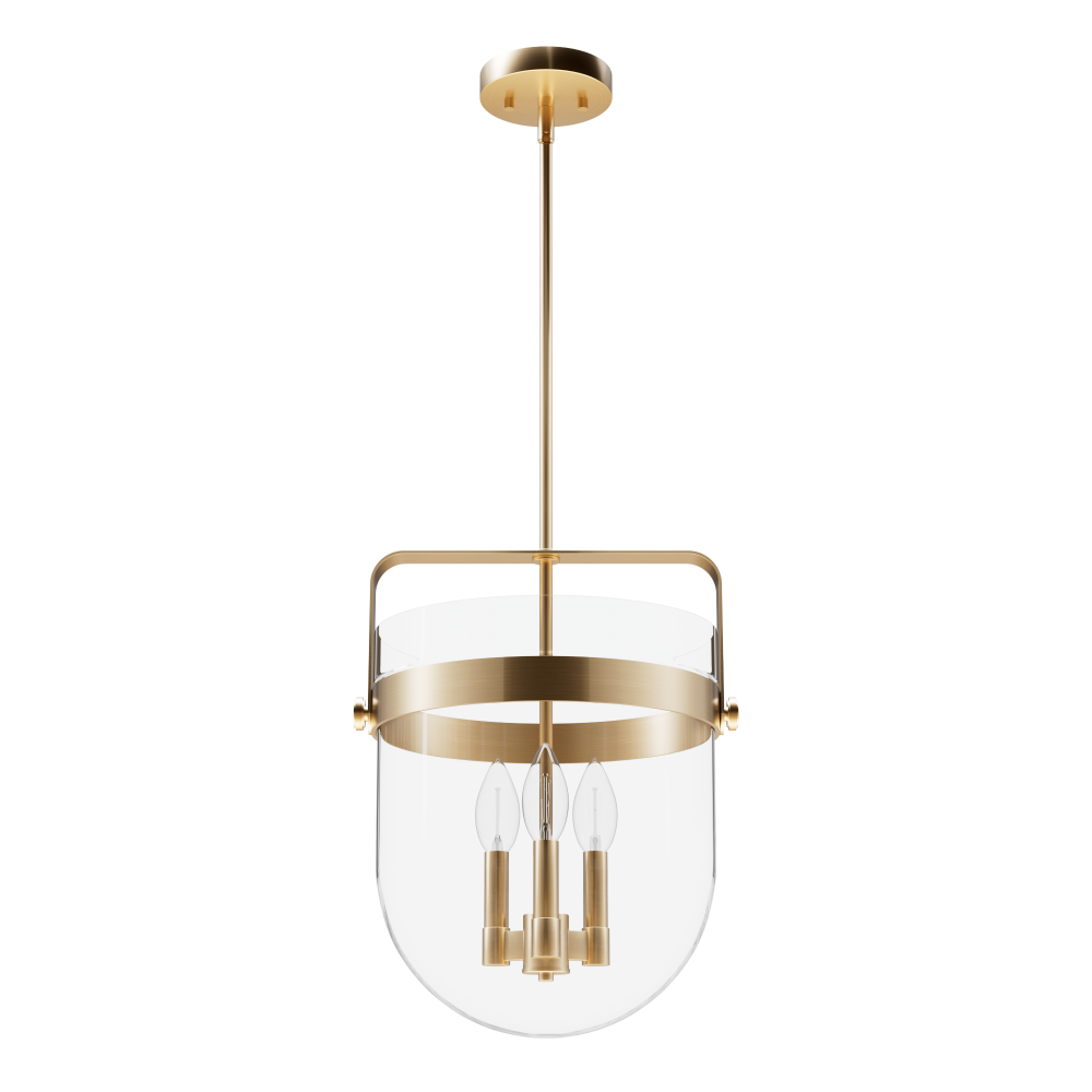 Hunter Karloff Alturas Gold with Clear Glass 3 Light Pendant Ceiling Light Fixture