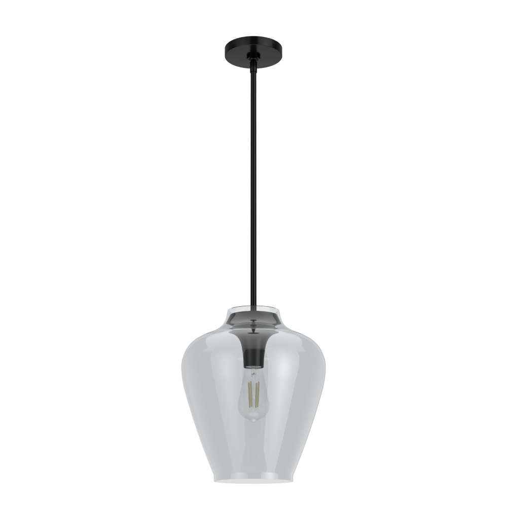 Hunter Vidria Matte Black with Smoked Glass 1 Light Pendant Ceiling Light Fixture