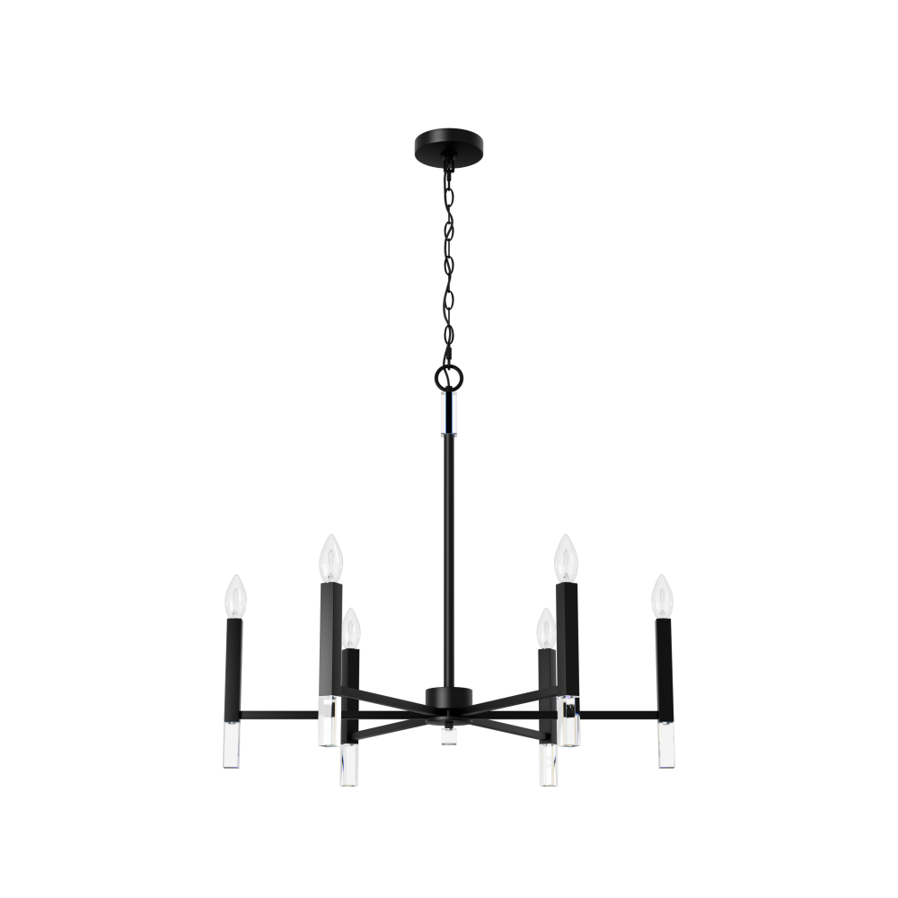 Hunter Sunjai Matte Black 6 Light Chandelier Ceiling Light Fixture