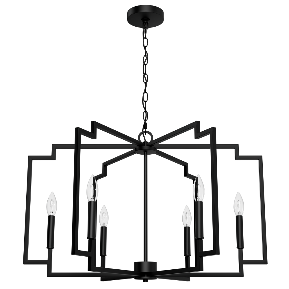 Hunter Zoanne Matte Black 6 Light Chandelier Ceiling Light Fixture