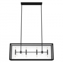 Hunter 19267 - Hunter Felippe Natural Black Iron with Seeded Glass 8 Light Chandelier Ceiling Light Fixture