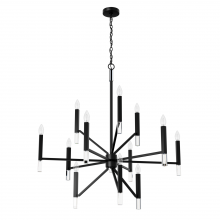 Hunter 45230 - Hunter Sunjai Matte Black 12 Light Chandelier Ceiling Light Fixture