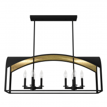 Hunter 19731 - Hunter Dukestown Natural Black Iron and Gold Leaf 8 Light Chandelier Ceiling Light Fixture