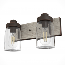 Hunter 48018 - Hunter Devon Park Onyx Bengal and Barnwood with Clear Glass 2 Light Bathroom Vanity Wall Light Fixtu