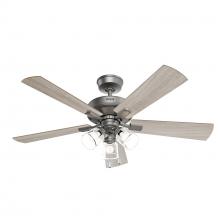 Hunter 52534 - Hunter 52 inch Crestfield HunterExpress Matte Silver Ceiling Fan with LED Light Kit and Pull Chain