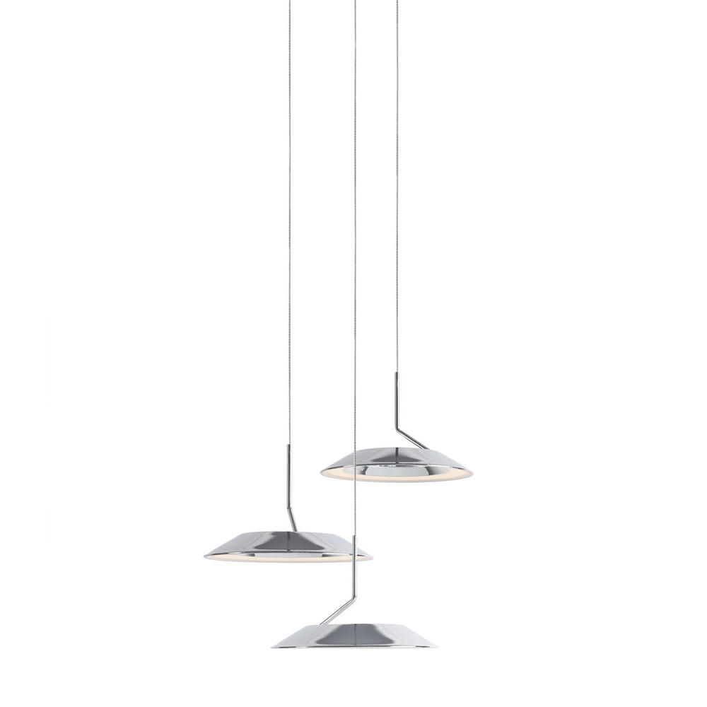 Royyo Pendant (Circular with 3 pendants), Chrome, Matte White Canopy