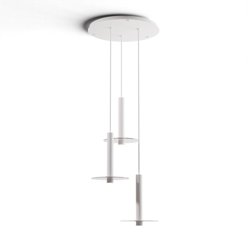 Combi Pendant 12" Circular 3 Combo Matte White with Matte White Canopy