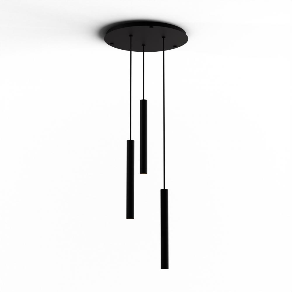 Combi Pendant 16" Circular 3 Combo Matte Black with Matte Black Canopy, Suspension / Flush Mount