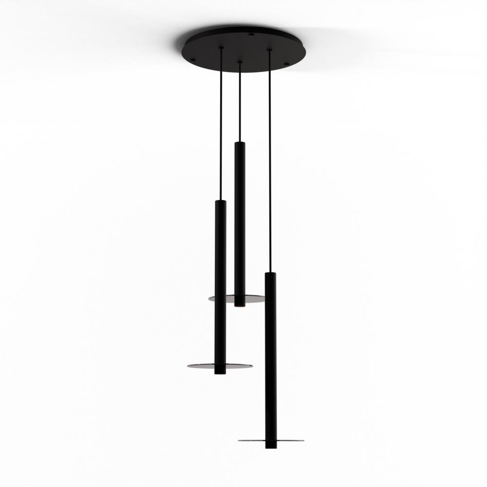 Combi Pendant 24" Circular 3 Combo Matte Black with Matte Black Canopy