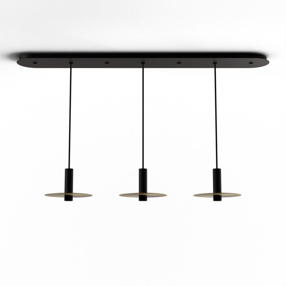 Combi Pendant 6" Linear 3 Combo Matte Black with Matte Black Canopy