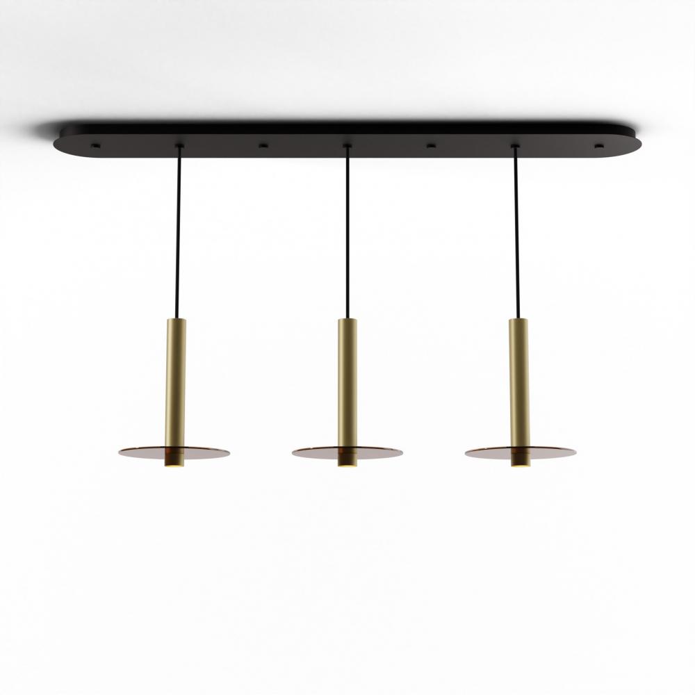 Combi Pendant 12" Linear 3 Combo Brass with Matte Black Canopy