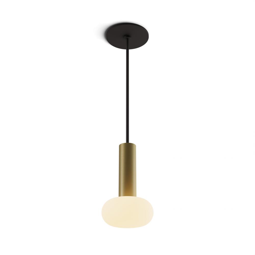 Combi Pendant 6" Single Unit Brass with Matte Black Canopy, Glass Ball attachment, Suspension / 