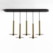 Koncept Inc CMP-L5-S-16-BRS+GTEA9 - Combi Pendant 16" Linear 5 Combo Brass with Matte Black Canopy