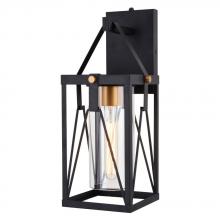 Vaxcel International T0635 - Evanston 7-in. Outdoor Wall Light Matte Black and Light Gold