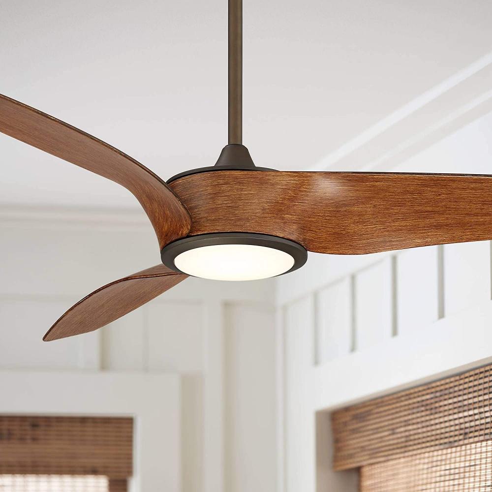 56" Casa Como Bronze and Koa LED Ceiling Fan