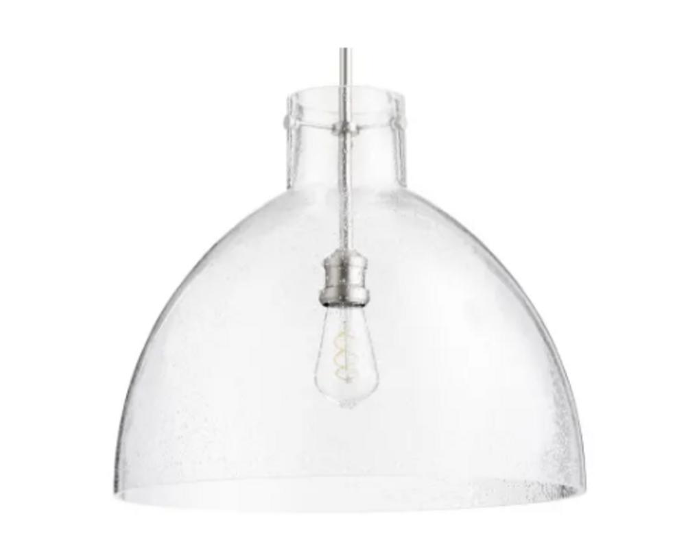 Quorum 19" Glass Pendant Satin Nickel