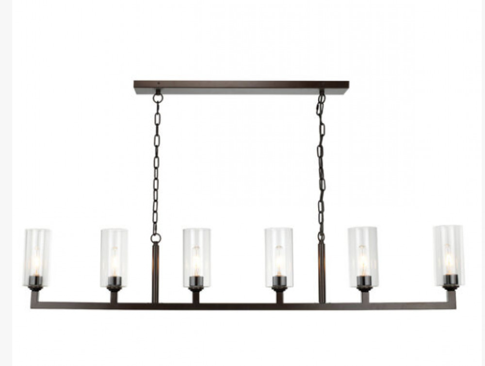 Oil Rubbed Bronze with Clear Glass Six-Light Chandelier