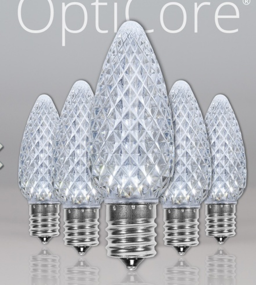 C9 Cool White OptiCore LED Christmas Light Bulbs