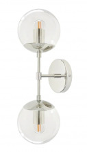 Alloway Lighting Co. Items 30220C-2 - DUTTON BROWN CAP DOUBLE SCONCE NICKEL WITH CLEAR GLASS