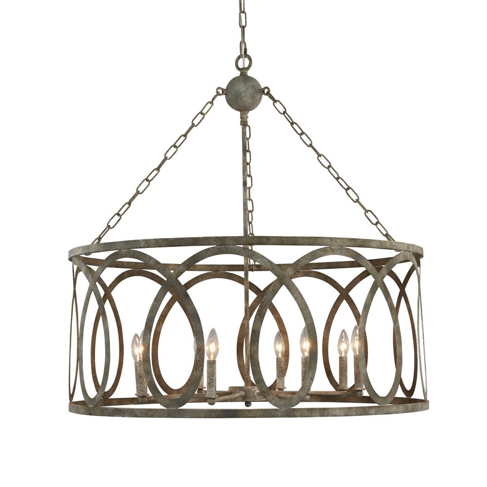 Palma Large Round Chandelier w/ washed Gray Finish