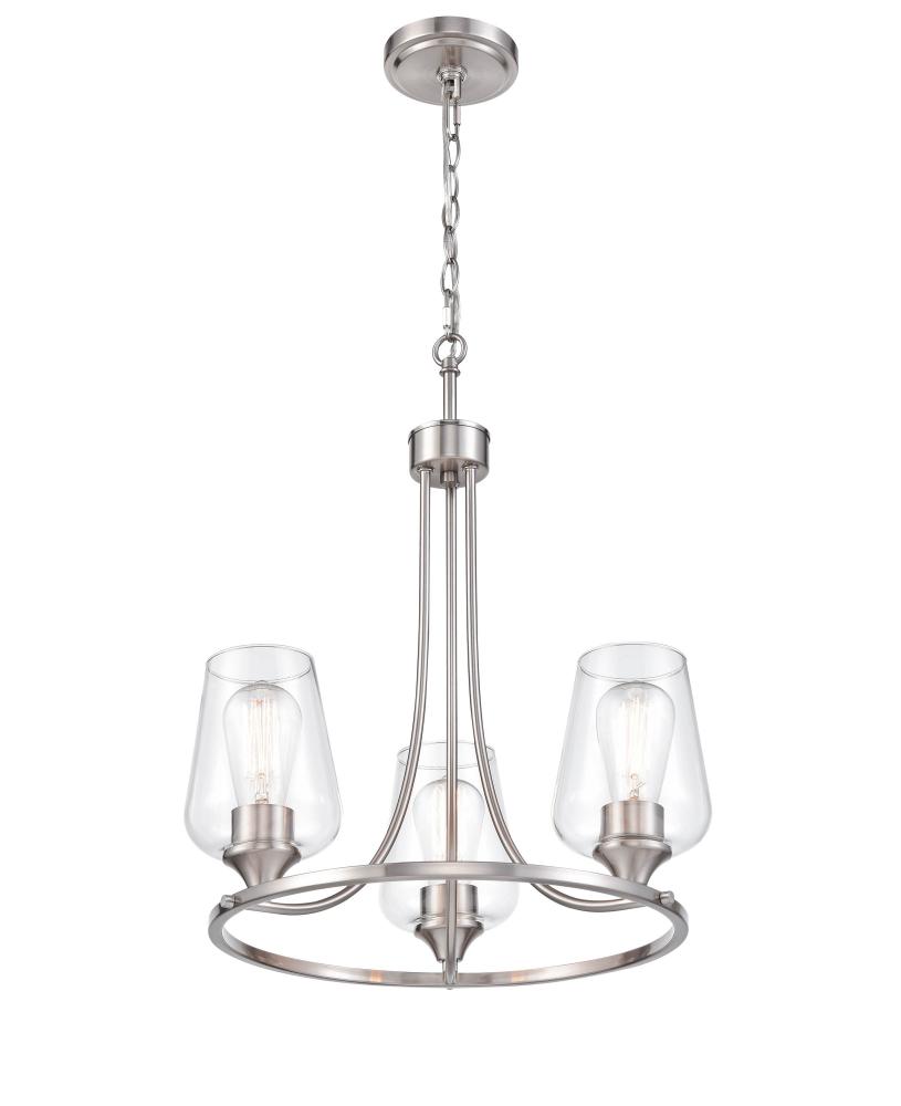 Ashford 3-Light Chandelier Ceiling Light Brushed Nickel