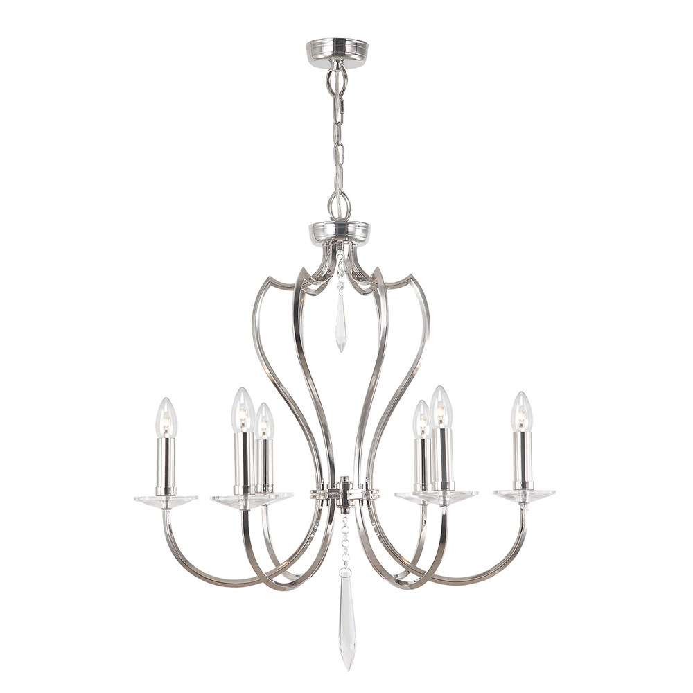 Pimlico 6lt Chandelier Polished Nickel