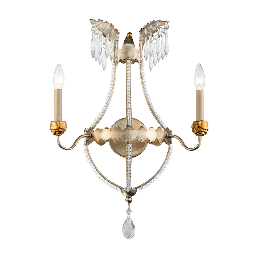 Silver and Gold 2 Light Empire Wall Sconce