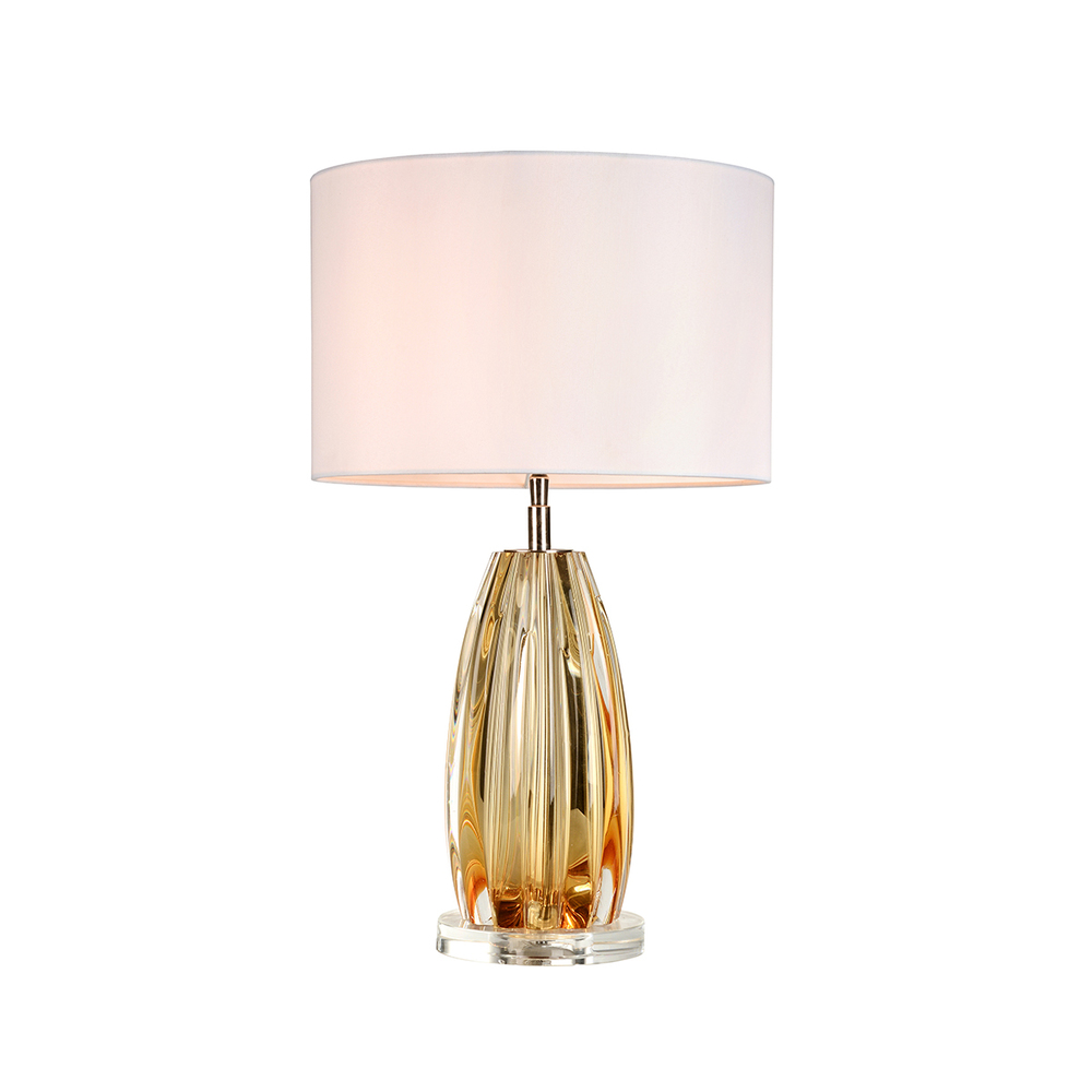 Cognac Amber Finished Glass Accent Table  Lamp