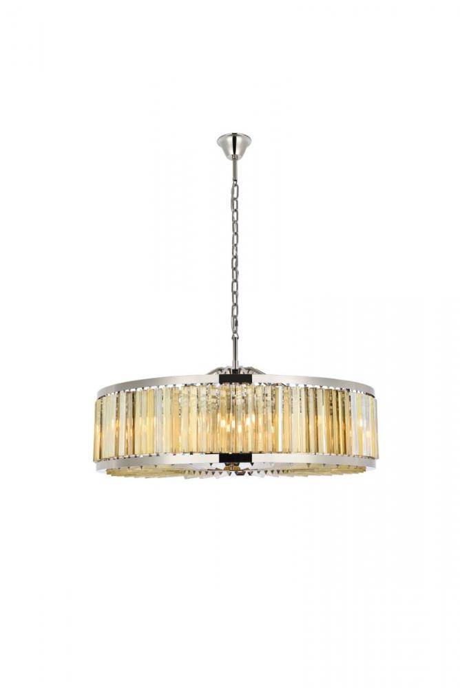 Chelsea 10 Light Polished Nickel Chandelier Golden Teak (Smoky) Royal Cut Crystal