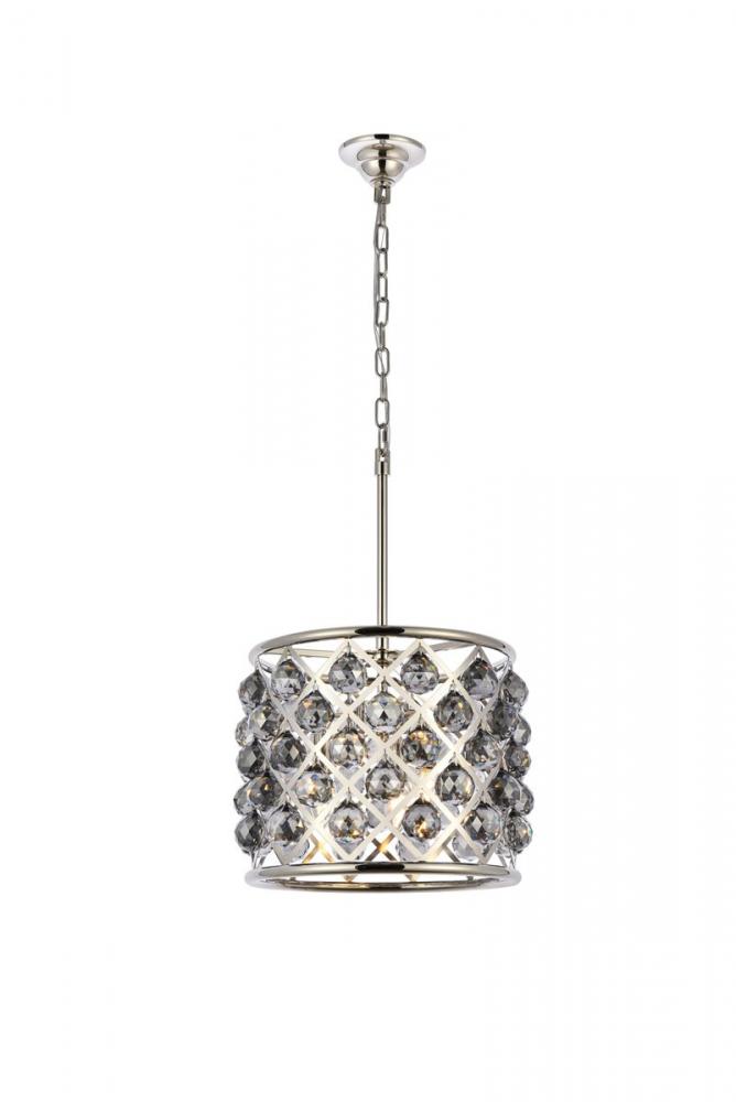 Madison 4 Light Polished Nickel Pendant Silver Shade (Grey) Royal Cut Crystal