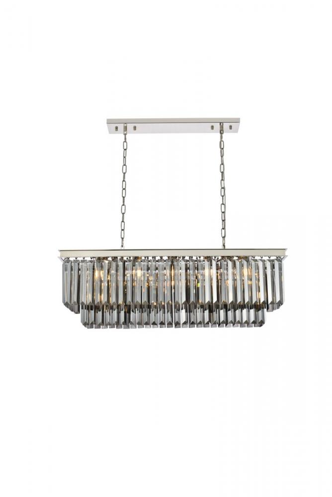 Sydney 12 Light Polished Nickel Chandelier Silver Shade (Grey) Royal Cut Crystal