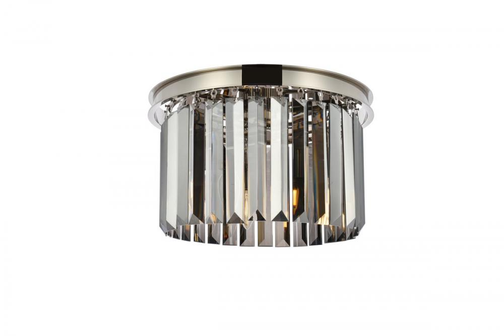 Sydney 3 Light Polished Nickel Flush Mount Silver Shade (Grey) Royal Cut Crystal