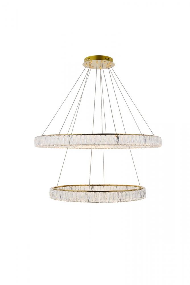 Monroe Integrated LED Light Gold Chandelier Clear Royal Cut Crystal