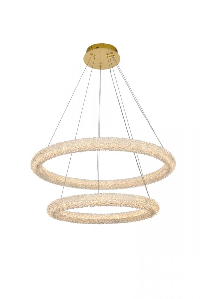 Bowen 32 Inch Adjustable LED Chandelier in Satin Gold