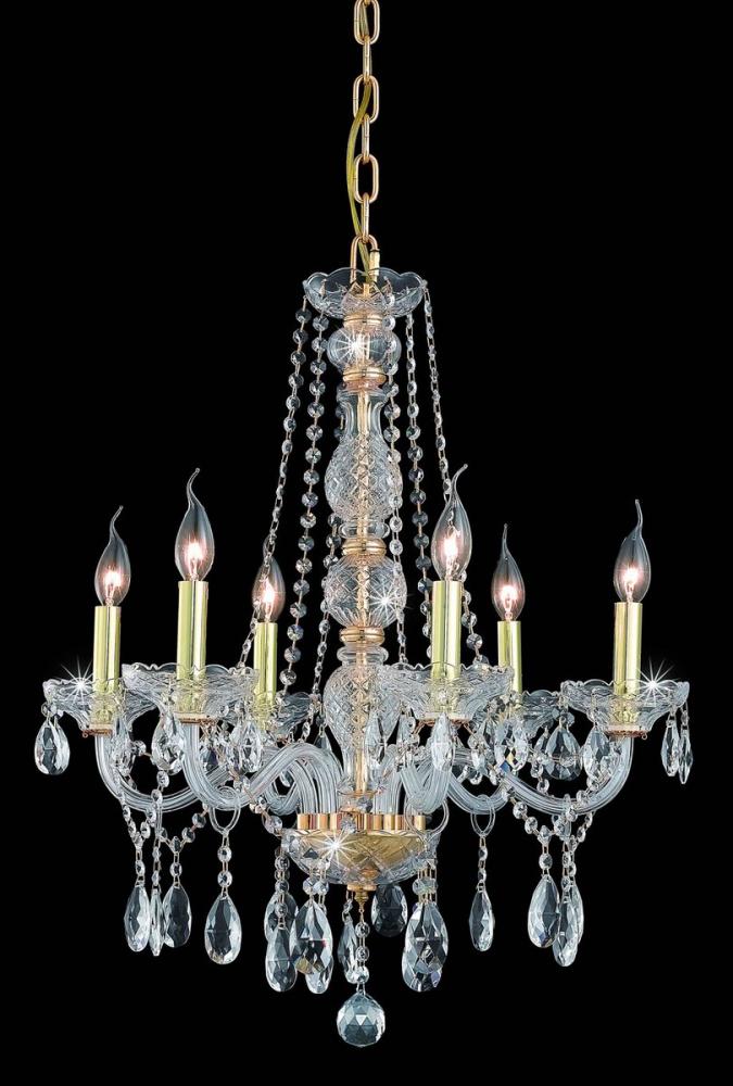 Verona 6 Light Gold Chandelier Clear Royal Cut Crystal