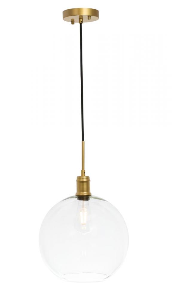 Emett 1 Light Brass and Clear Glass Pendant