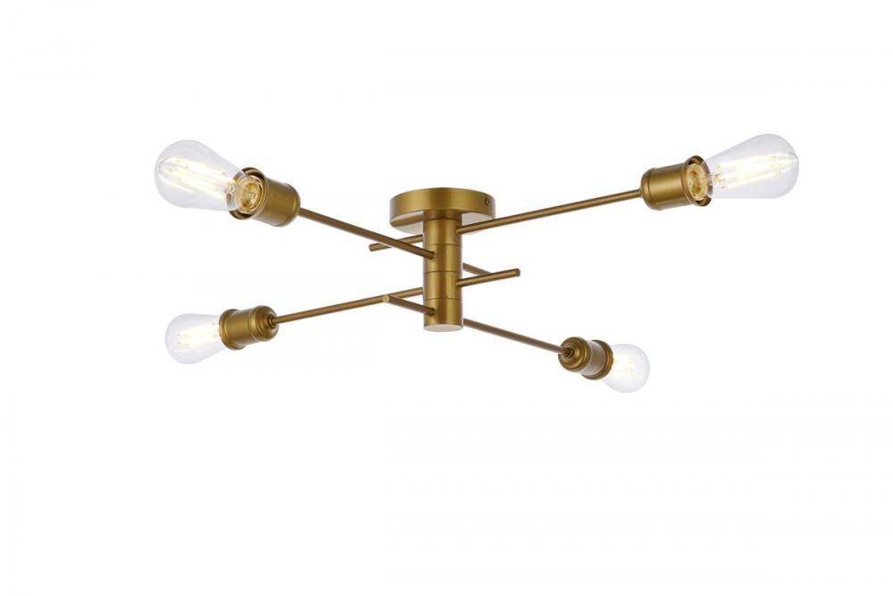 Xavier 4 Lights Flush Mount in Brass