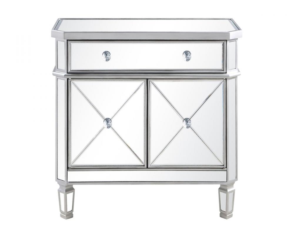 1 Drawer 2 Door Cabinet 32 In.x16 In.x32 In. in Silver Clear