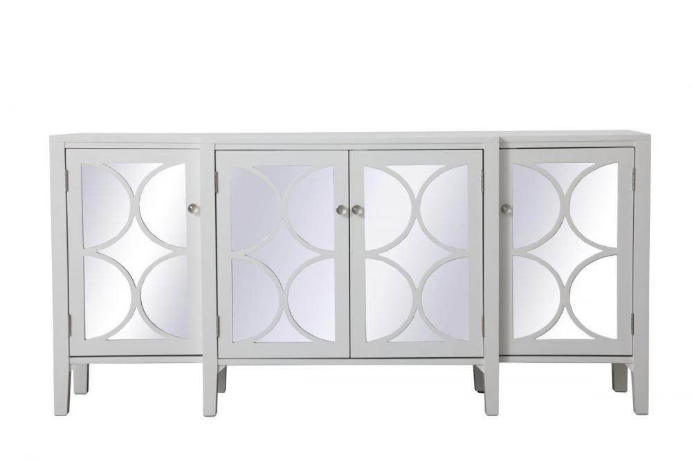 72 Inch Mirrored Credenza in White